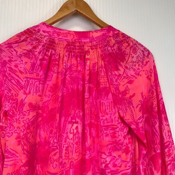 Lilly Pulitzer Blouse Women Extra Small Elsa Silk Rule Breakers Work Party Core - Picture 10 of 12